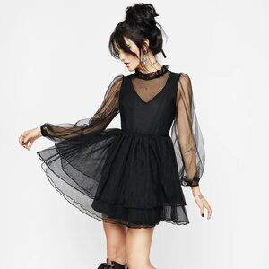 Disturbia Headhunter Frill Neck Mini Dress Size 12 NWOT